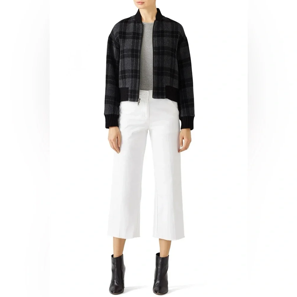 Vince Plaid Bomber Jacket - Black and Gray - Picture 3 of 9